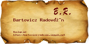 Bartovicz Radován névjegykártya